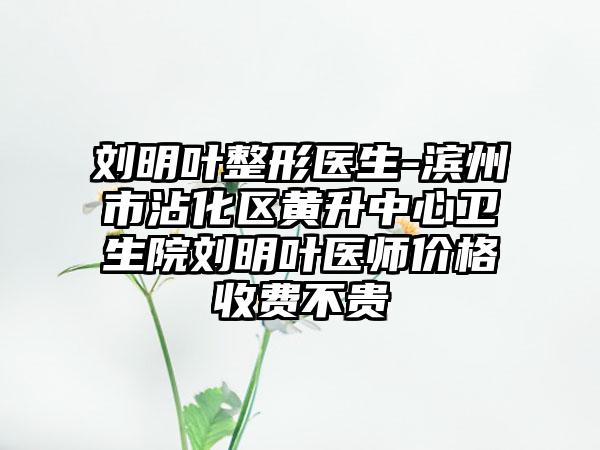 刘明叶整形医生-滨州市沾化区黄升中心卫生院刘明叶医师价格收费不贵