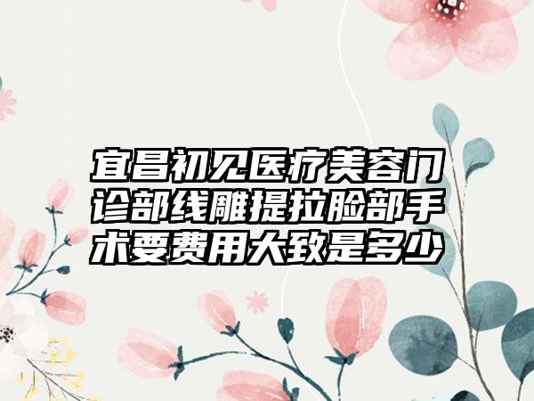 宜昌初见医疗美容门诊部线雕提拉脸部手术要费用大致是多少