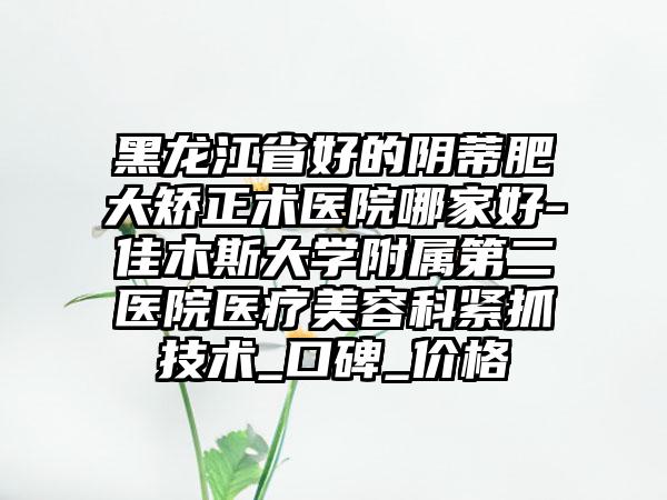 黑龙江省好的阴蒂肥大矫正术医院哪家好-佳木斯大学附属第二医院医疗美容科紧抓技术_口碑_价格