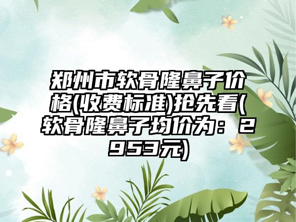 郑州市软骨隆鼻子价格(收费标准)抢先看(软骨隆鼻子均价为：2953元)