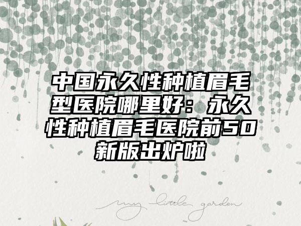 中国永久性种植眉毛型医院哪里好：永久性种植眉毛医院前50新版出炉啦