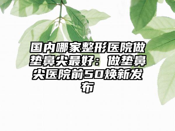 国内哪家整形医院做垫鼻尖最好：做垫鼻尖医院前50焕新发布