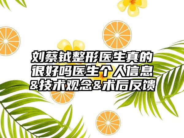刘蔡钺整形医生真的很好吗医生个人信息&技术观念&术后反馈