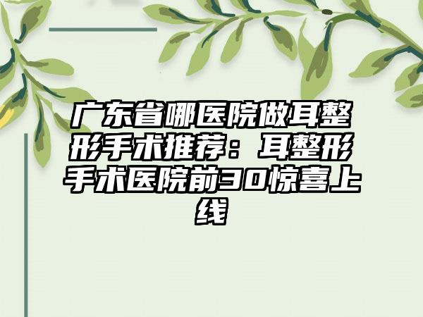 广东省哪医院做耳整形手术推荐：耳整形手术医院前30惊喜上线