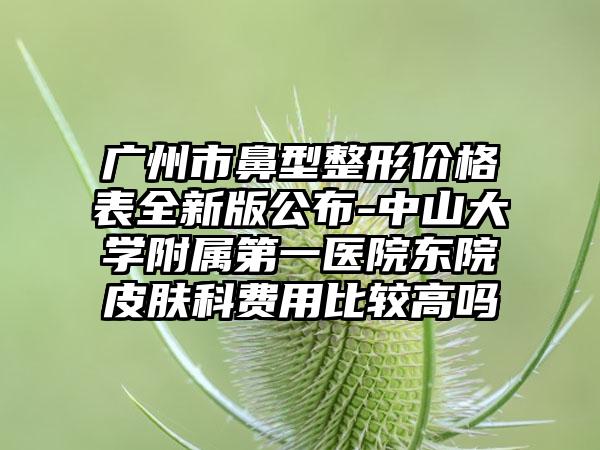 广州市鼻型整形价格表全新版公布-中山大学附属第一医院东院皮肤科费用比较高吗