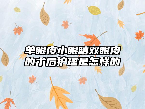 单眼皮小眼睛双眼皮的术后护理是怎样的