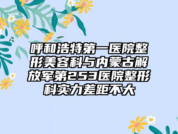 呼和浩特第一医院整形美容科与内蒙古解放军第253医院整形科实力差距不大