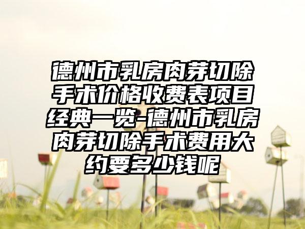 德州市乳房肉芽切除手术价格收费表项目经典一览-德州市乳房肉芽切除手术费用大约要多少钱呢