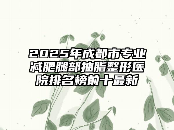 2025年成都市专业减肥腿部抽脂整形医院排名榜前十最新