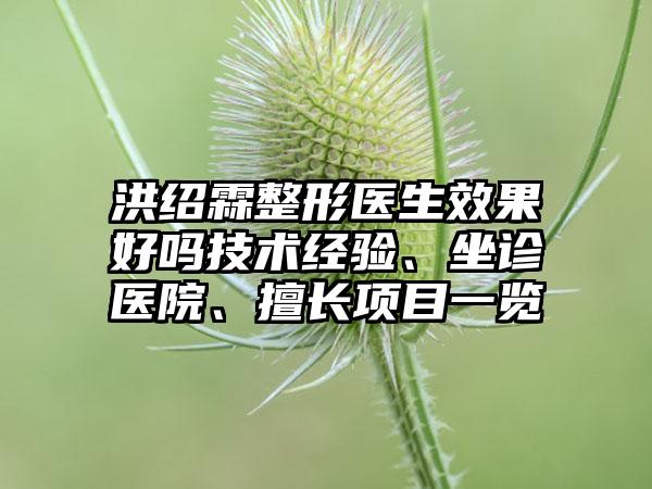 洪绍霖整形医生效果好吗技术经验、坐诊医院、擅长项目一览