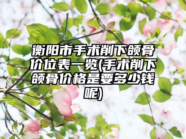 衡阳市手术削下颌骨价位表一览(手术削下颌骨价格是要多少钱呢)