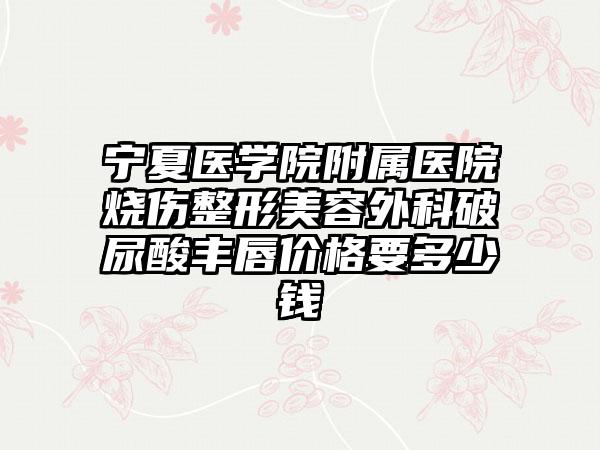 宁夏医学院附属医院烧伤整形美容外科破尿酸丰唇价格要多少钱