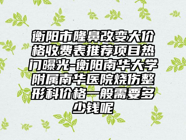衡阳市隆鼻改变大价格收费表推荐项目热门曝光-衡阳南华大学附属南华医院烧伤整形科价格一般需要多少钱呢