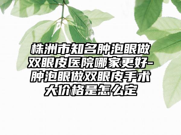 株洲市知名肿泡眼做双眼皮医院哪家更好-肿泡眼做双眼皮手术大价格是怎么定