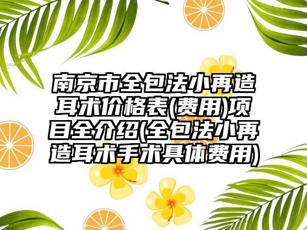 南京市全包法小再造耳术价格表(费用)项目全介绍(全包法小再造耳术手术具体费用)