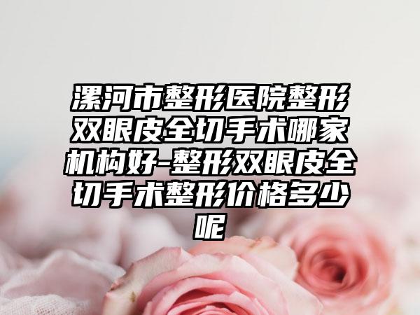漯河市整形医院整形双眼皮全切手术哪家机构好-整形双眼皮全切手术整形价格多少呢
