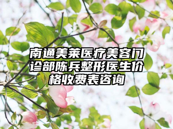 南通美莱医疗美容门诊部陈兵整形医生价格收费表咨询