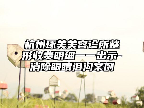杭州琢美美容诊所整形收费明细一一出示-消除眼睛泪沟案例