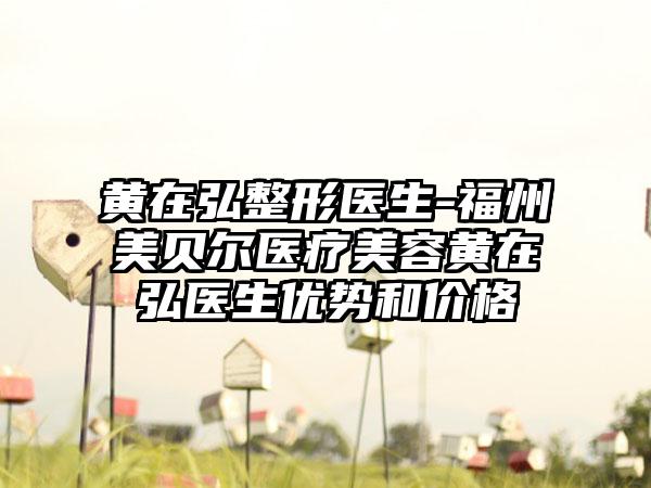 黄在弘整形医生-福州美贝尔医疗美容黄在弘医生优势和价格