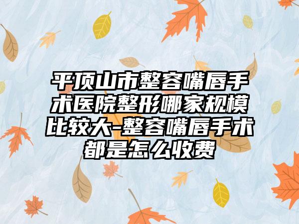 平顶山市整容嘴唇手术医院整形哪家规模比较大-整容嘴唇手术都是怎么收费