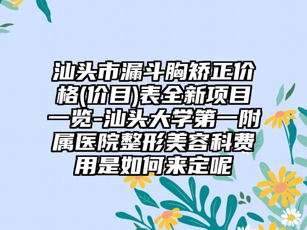 汕头市漏斗胸矫正价格(价目)表全新项目一览-汕头大学第一附属医院整形美容科费用是如何来定呢