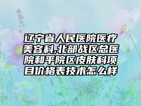 辽宁省人民医院医疗美容科,北部战区总医院和平院区皮肤科项目价格表技术怎么样