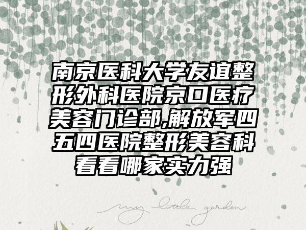 南京医科大学友谊整形外科医院京口医疗美容门诊部,解放军四五四医院整形美容科看看哪家实力强