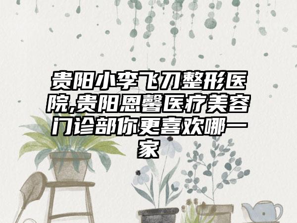 贵阳小李飞刀整形医院,贵阳恩馨医疗美容门诊部你更喜欢哪一家