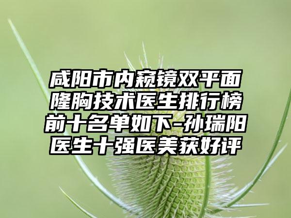 咸阳市内窥镜双平面隆胸技术医生排行榜前十名单如下-孙瑞阳医生十强医美获好评