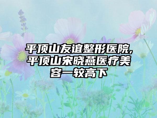 平顶山友谊整形医院,平顶山宋晓燕医疗美容一较高下
