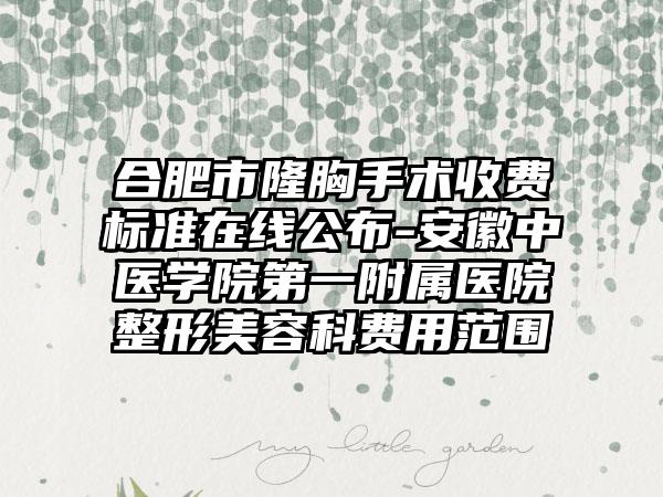 合肥市隆胸手术收费标准在线公布-安徽中医学院第一附属医院整形美容科费用范围