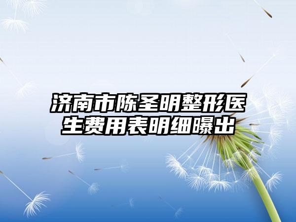 济南市陈圣明整形医生费用表明细曝出