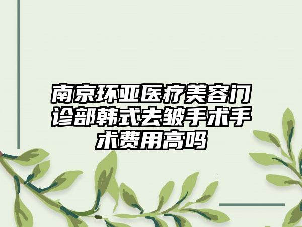 南京环亚医疗美容门诊部韩式去皱手术手术费用高吗