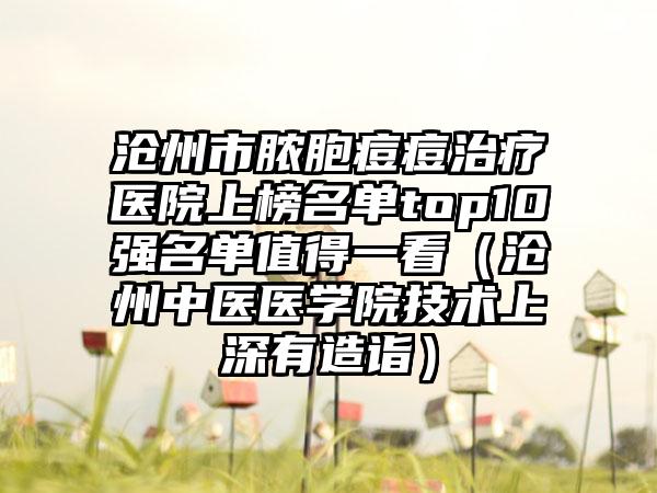 沧州市脓胞痘痘治疗医院上榜名单top10强名单值得一看（沧州中医医学院技术上深有造诣）
