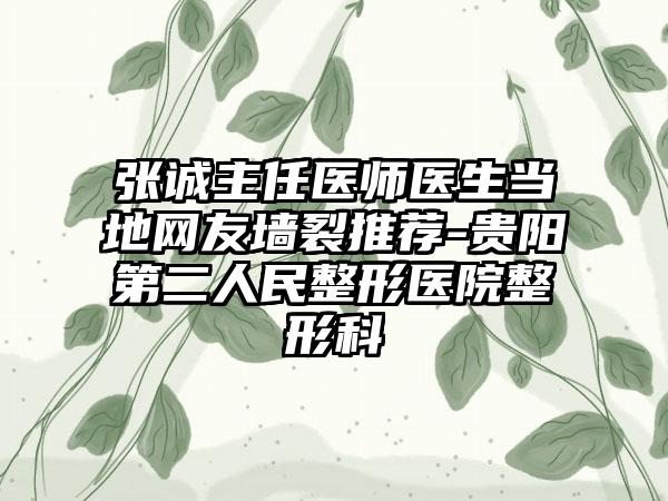 张诚主任医师医生当地网友墙裂推荐-贵阳第二人民整形医院整形科