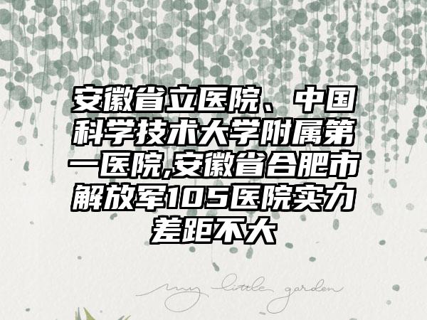 安徽省立医院、中国科学技术大学附属第一医院,安徽省合肥市解放军105医院实力差距不大