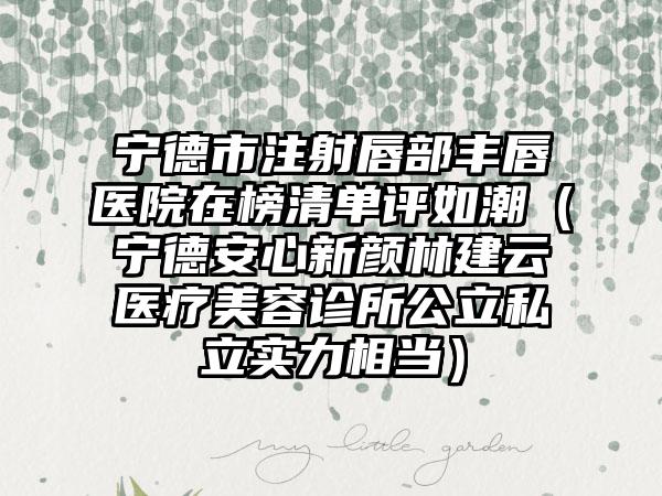 宁德市注射唇部丰唇医院在榜清单评如潮（宁德安心新颜林建云医疗美容诊所公立私立实力相当）