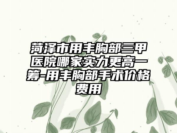 菏泽市用丰胸部三甲医院哪家实力更高一筹-用丰胸部手术价格费用