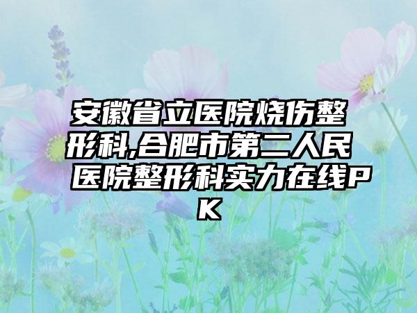 安徽省立医院烧伤整形科,合肥市第二人民医院整形科实力在线PK