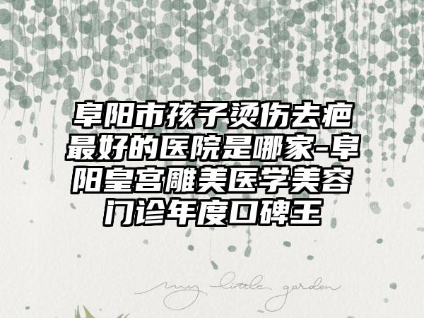 阜阳市孩子烫伤去疤最好的医院是哪家-阜阳皇宫雕美医学美容门诊年度口碑王