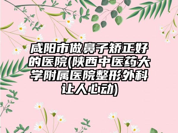 咸阳市做鼻子矫正好的医院(陕西中医药大学附属医院整形外科让人心动)