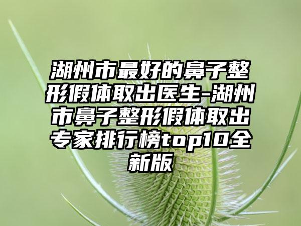 湖州市最好的鼻子整形假体取出医生-湖州市鼻子整形假体取出专家排行榜top10全新版