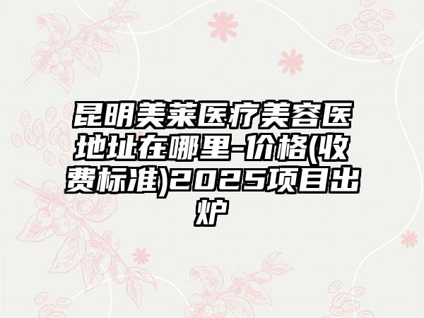 昆明美莱医疗美容医地址在哪里-价格(收费标准)2025项目出炉
