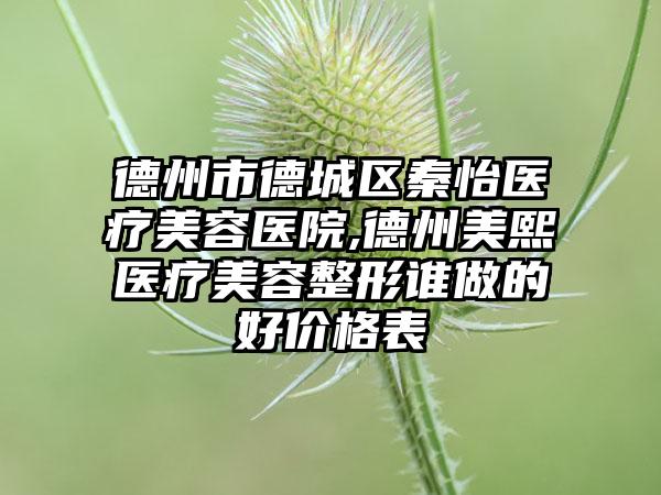 德州市德城区秦怡医疗美容医院,德州美熙医疗美容整形谁做的好价格表