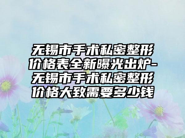 无锡市手术私密整形价格表全新曝光出炉-无锡市手术私密整形价格大致需要多少钱
