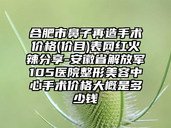 合肥市鼻子再造手术价格(价目)表网红火辣分享-安徽省解放军105医院整形美容中心手术价格大概是多少钱