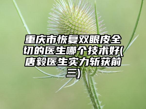 重庆市恢复双眼皮全切的医生哪个技术好(唐毅医生实力斩获前三)