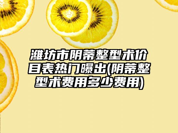 潍坊市阴蒂整型术价目表热门曝出(阴蒂整型术费用多少费用)
