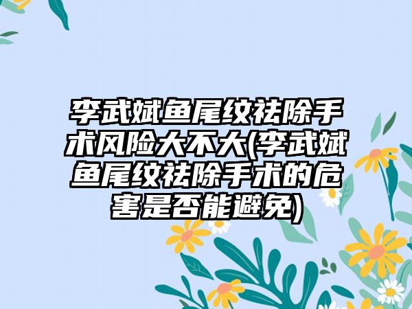 李武斌鱼尾纹祛除手术风险大不大(李武斌鱼尾纹祛除手术的危害是否能避免)