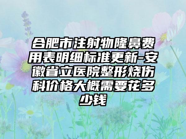 合肥市注射物隆鼻费用表明细标准更新-安徽省立医院整形烧伤科价格大概需要花多少钱